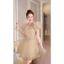 Đầm lưới xoè tay bồng đính đá eo nơ