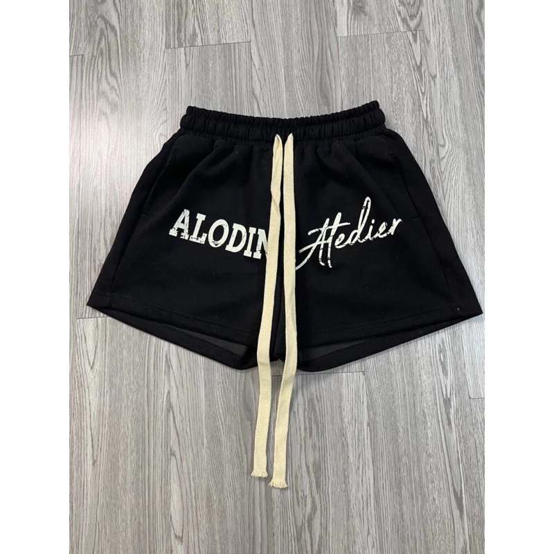 [Peinn] [Deal mở bán] ALODIN, Quần short nỉ in lụa chữ, form trên gối_quần đùi nỉ ALODIN