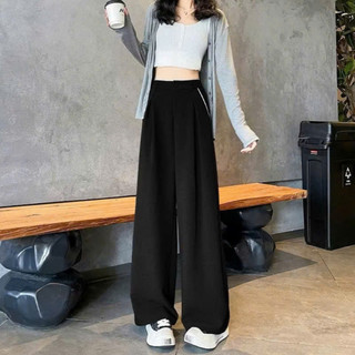 Quần Suông Bigsize Nữ Ống Rộng Cạp Cao Viền Trắng Tôn Dáng Cá Tính Cho Chubby Q574