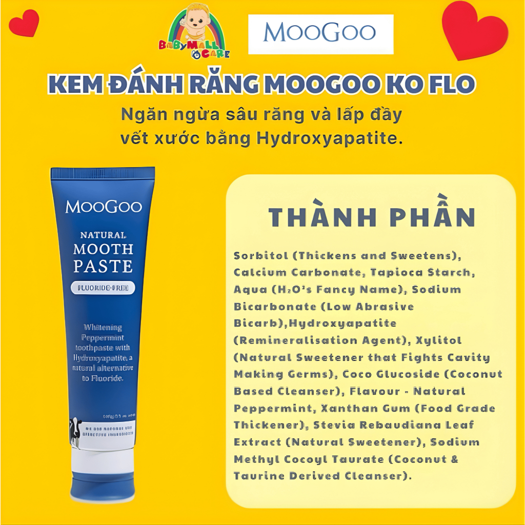 Kem Đánh Răng Moogoo Natural Mooth Paste 100g Hỗ Trợ Làm Sạch Răng Dịu Nhẹ | Babymall&Care