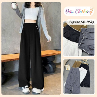 Quần Suông Bigsize Nữ Ống Rộng Cạp Cao Viền Trắng Tôn Dáng Cá Tính Cho Chubby Q574