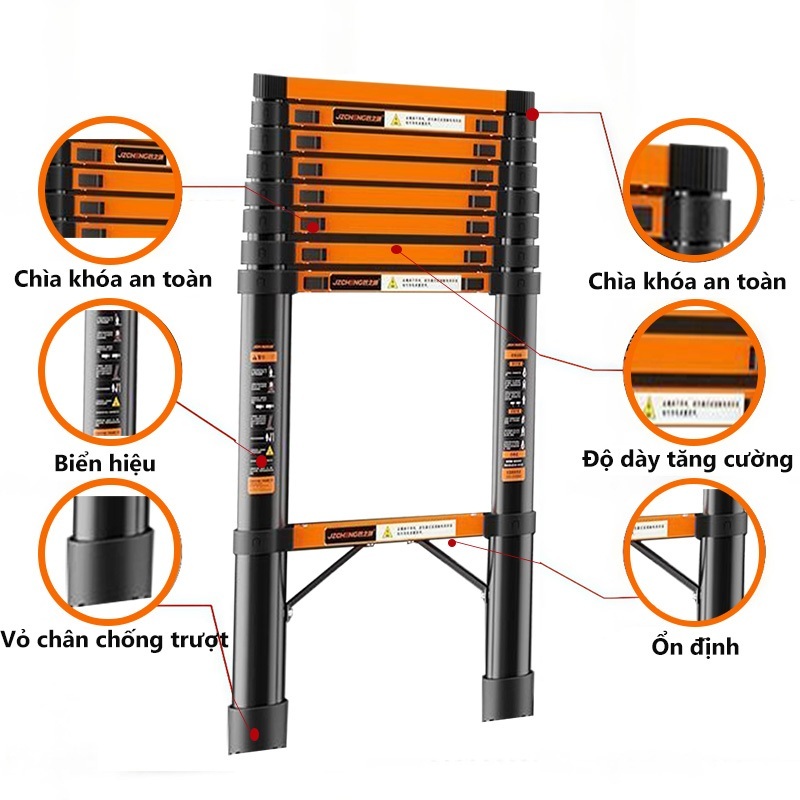 Thang Rút Đơn Chữ I  Thép carbon Cao Cấp Nhập Khẩu1.9m 2.7m 3.9m 4.3m 5.1m 5.9m dụng nhẹ chắc