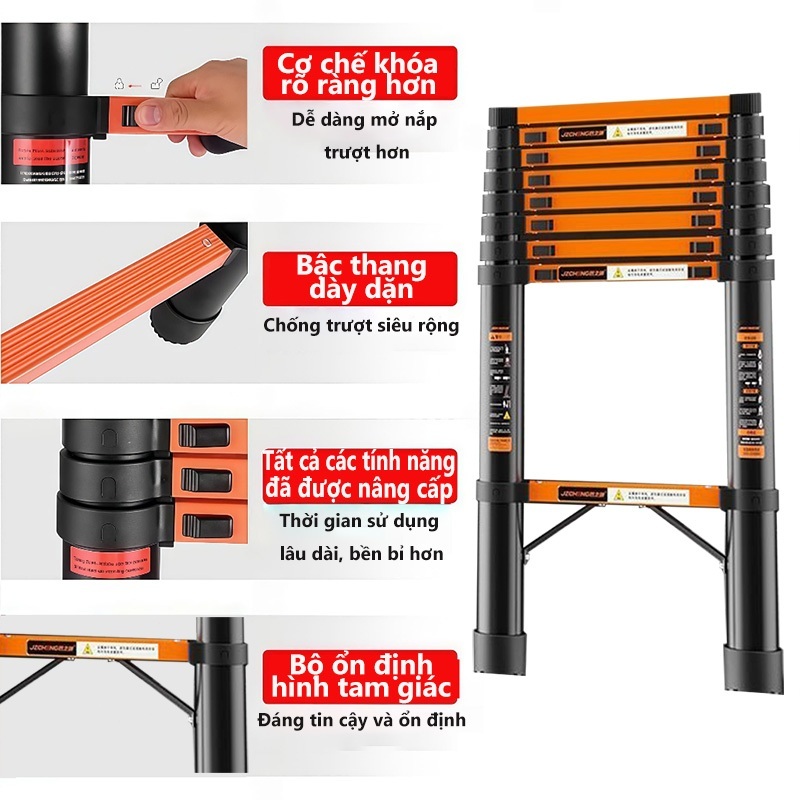 Thang Rút Đơn Chữ I  Thép carbon Cao Cấp Nhập Khẩu1.9m 2.7m 3.9m 4.3m 5.1m 5.9m dụng nhẹ chắc