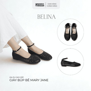 Giày Búp Bê BELINA Da PU Mũi Nhọn Đế Bệt Mary Jane Lưới Đi Tiệc Quai Ngang Đơn Giản | UNDER THINKER