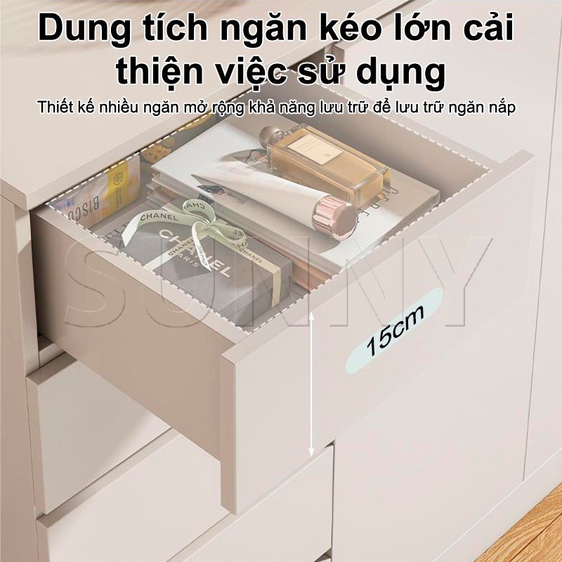 SUNNY Tủ Đựng Quần Áo Gấp Gọn, Tủ Ngăn Kéo Gỗ MDF Chống Ẩm Đa Năng 3/4/5 Tầng