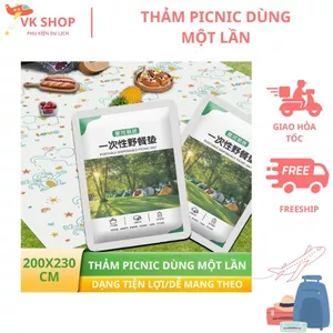 Thảm Picnic Lớn 200x230 Dùng 1 Lần – Thảm Dã Ngoại Chống Thấm, Gấp Gọn, Tiện Lợi Đi Biển, Cắm Trại, Du Lịch