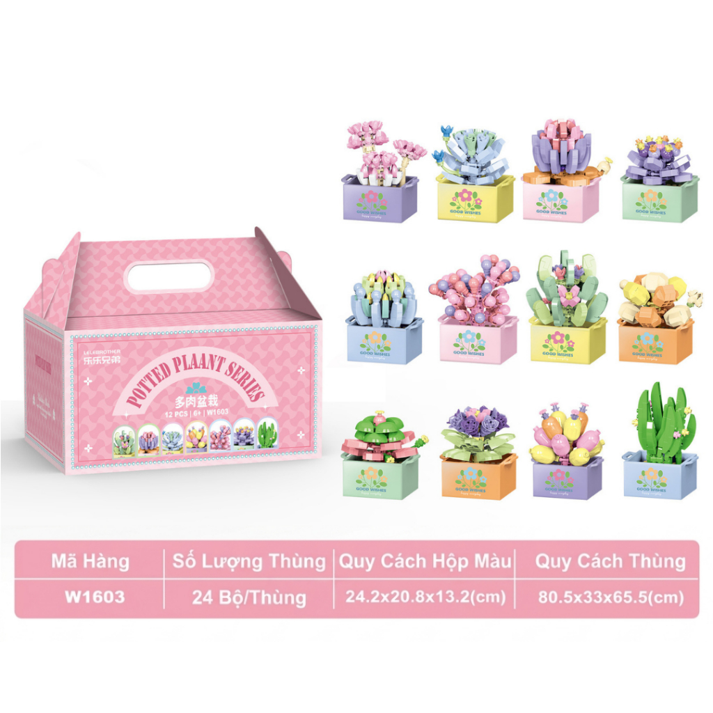 COMBO Bộ Lắp Ráp Mô Hình Giải Trí MINI 3D Chậu Hoa Chậu Cây Lá Đáng Yêu