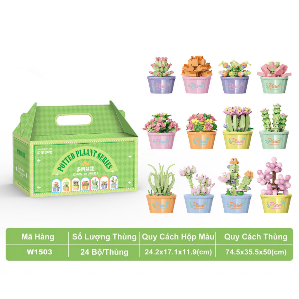 COMBO Bộ Lắp Ráp Mô Hình Giải Trí MINI 3D Chậu Hoa Chậu Cây Lá Đáng Yêu