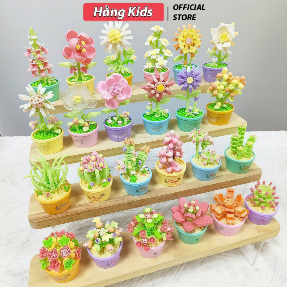 COMBO Bộ Lắp Ráp Mô Hình Giải Trí MINI 3D Chậu Hoa Chậu Cây Lá Đáng Yêu