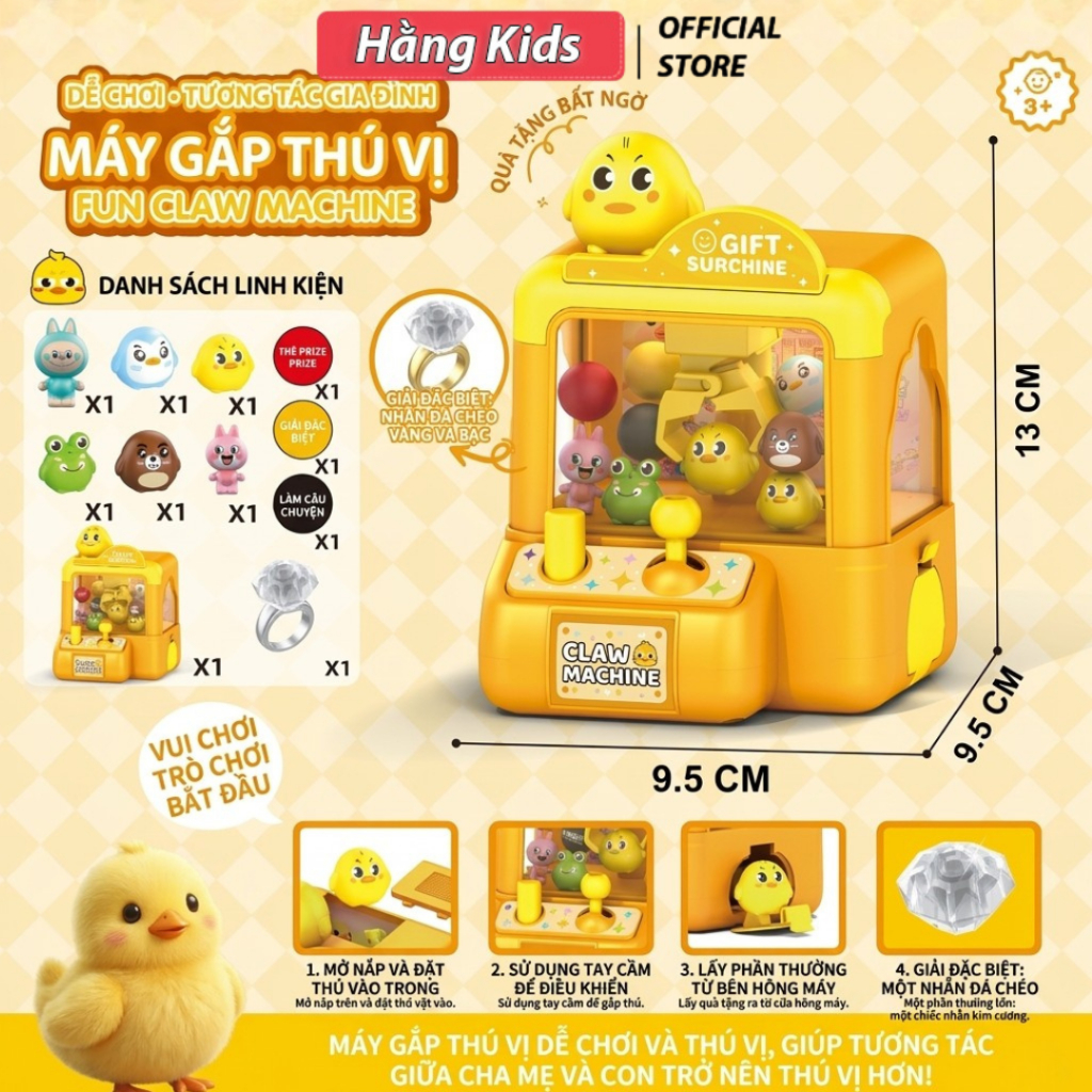 Đồ chơi máy gắp thú mini cho bé – Gắp gấu bông vui nhộn