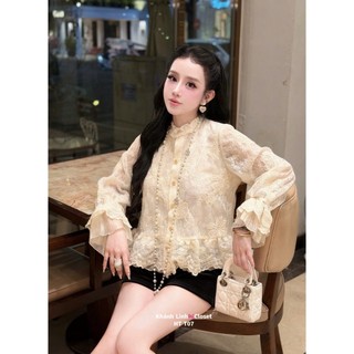 Áo ren xinh màu kem kem nhẹ nhàng xinh đẹp dành cho chị em mặc đi chơi hẹn hò sang chảnh đỏng đảnh - Baotrang.clothes