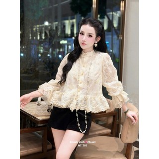 Áo ren xinh màu kem kem nhẹ nhàng xinh đẹp dành cho chị em mặc đi chơi hẹn hò sang chảnh đỏng đảnh - Baotrang.clothes