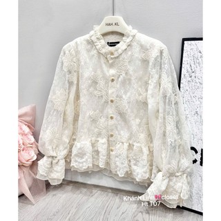 Áo ren xinh màu kem kem nhẹ nhàng xinh đẹp dành cho chị em mặc đi chơi hẹn hò sang chảnh đỏng đảnh - Baotrang.clothes