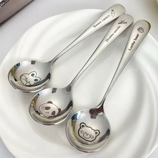 Thìa Inox 304 Ăn Dặm Cho Bé An Toàn Không Gỉ Sét Sáng Bóng Họa Tiết Dễ Thương