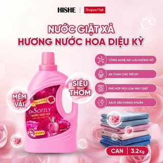 [ Tặng thêm 350g]  Can 3,2kg Nước giặt xả Drsoftly mềm da tay, sạch sâu, thơm lâu Hương Lavender, Hương Nước Hoa Diệu Kì
