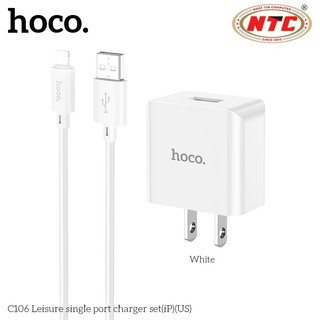 Bộ sạc Hoco C106 cổng LaiNing dài 1M, 2.1A (Trắng)