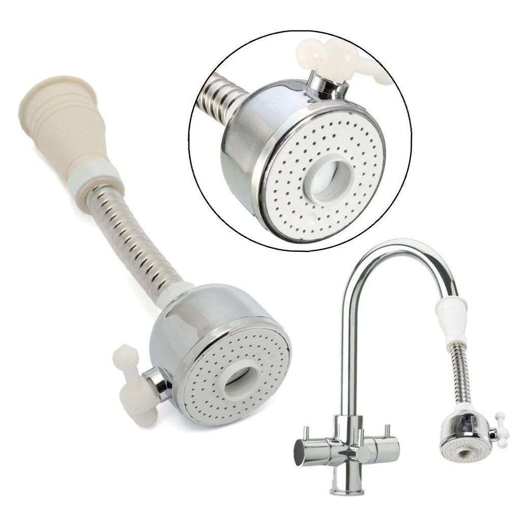Đầu vòi rửa bát tăng áp có 2 chế độ nước xoay 360 độ chống bắn nước, đầu nối cao su