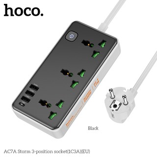 Ổ cắm điện thông minh Hoco AC7A 1 USB TypeC, 3 USB-A max 3.4A 17W, 3 Socket, công suất 2500W