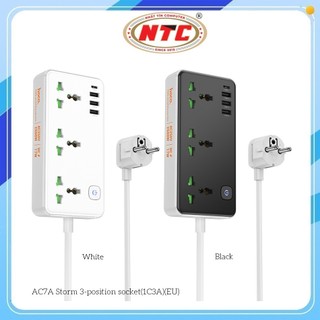 Ổ cắm điện thông minh Hoco AC7 / AC7A 1 USB TypeC, 3 USB-A max 3.4A 17W, 3 Socket, công suất 2500W (màu Random)