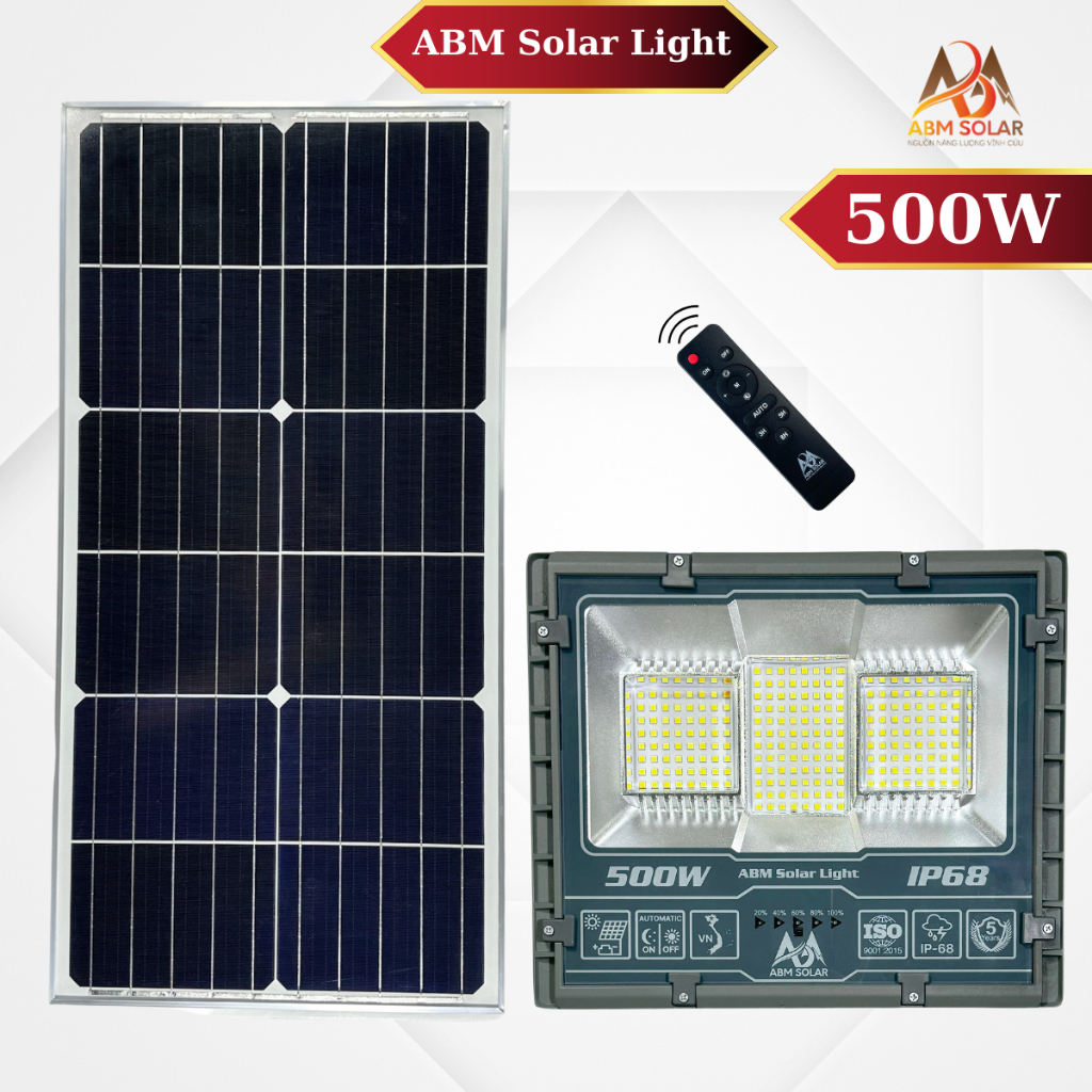 [800W] Đèn Năng Lượng Mặt Trời Nhôm Đúc Nguyên Khối , Đổi 3 màu ánh sáng , Công Suất 800W ABM SOLAR