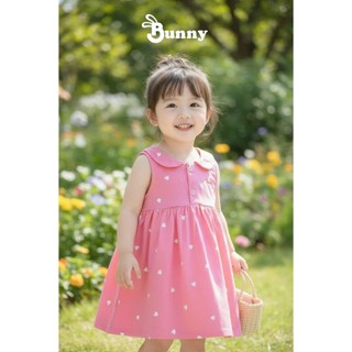 Váy cổ sen chính hãng Bunny chất thun cotton mát cho bé từ 1-5 tuổi