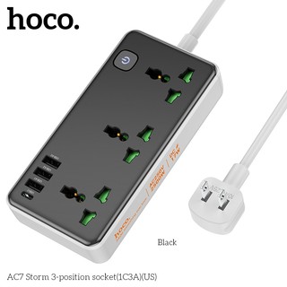 Ổ cắm điện thông minh Hoco AC7 1 USB TypeC, 3 USB-A max 3.4A 17W, 3 Socket, công suất 2500W
