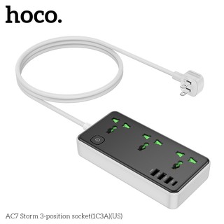 Ổ cắm điện thông minh Hoco AC7 1 USB TypeC, 3 USB-A max 3.4A 17W, 3 Socket, công suất 2500W