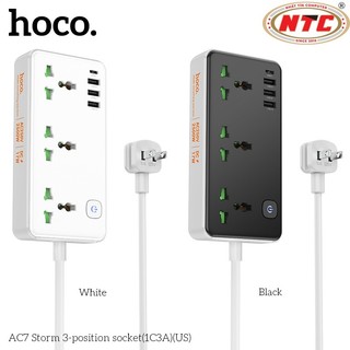 Ổ cắm điện thông minh Hoco AC7 1 USB TypeC, 3 USB-A max 3.4A 17W, 3 Socket, công suất 2500W