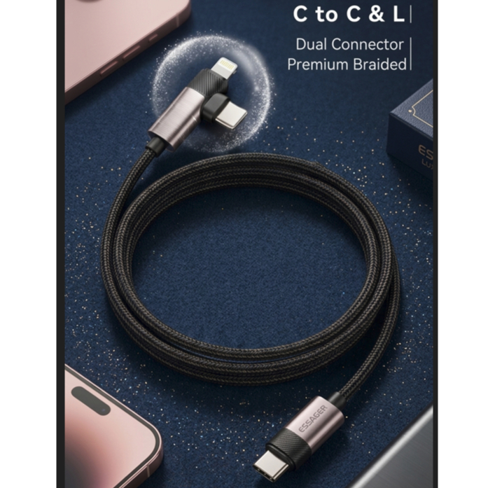 Cáp Sạc Nhanh PD Ugreen Essager - Dây C to C và C to L Cho Laptop, điện thoại táo, điện thoại Android bọc dù siêu bền | BigBuy360 - bigbuy360.vn