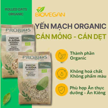 Yến mạch Organic cán mỏng cán dẹt 500gr Probios - Ăn Chay - Ăn Kiêng - Ăn thực dưỡng - BioVegan