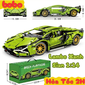Mô hình lắp ráp siêu xe Lambo Xanh 1280 PCS tỉ lệ 1:14 đồ chơi ô tô điều khiển lắp ghép siêu xe MS22003