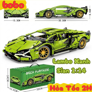 [Bản Nâng Cấp] Mô hình lắp ráp siêu xe Lambo Xanh 1280 PCS  tỉ lệ 1:14 đồ chơi ô tô điều khiển lắp ghép siêu xe MS22003