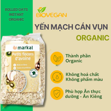 Yến mạch Organic ăn liền (Instant) cán vụn 500gr Markal - Ăn Chay - Ăn Kiêng - Ăn thực dưỡng - BioVegan