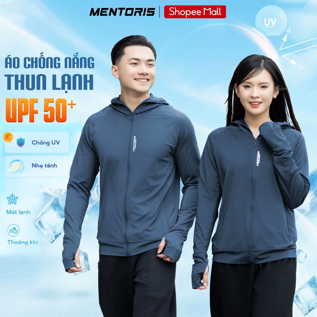 Áo Chống Nắng Nam Nữ MENTORIS, Chất Vải Thun Lạnh Cao Cấp, Đạt Chuẩn Số UPF 50+ Chống UV Tốt MCN01S