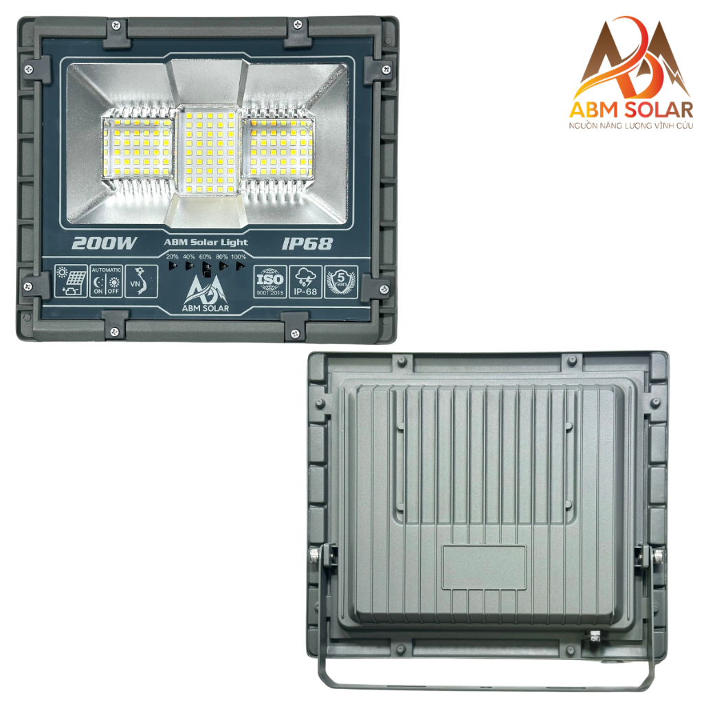 [800W] Đèn Năng Lượng Mặt Trời Nhôm Đúc Nguyên Khối , Đổi 3 màu ánh sáng , Công Suất 800W ABM SOLAR