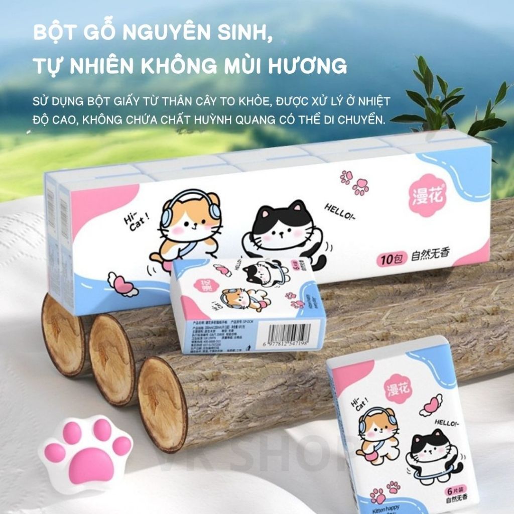 Set 10 Bịch Khăn Giấy Mini Bỏ Túi Cao Cấp – Khăn Giấy Tiện Lợi, Nhỏ Gọn, Sạch Khuẩn, Dùng Du Lịch, Công Tác, Học Sinh, V