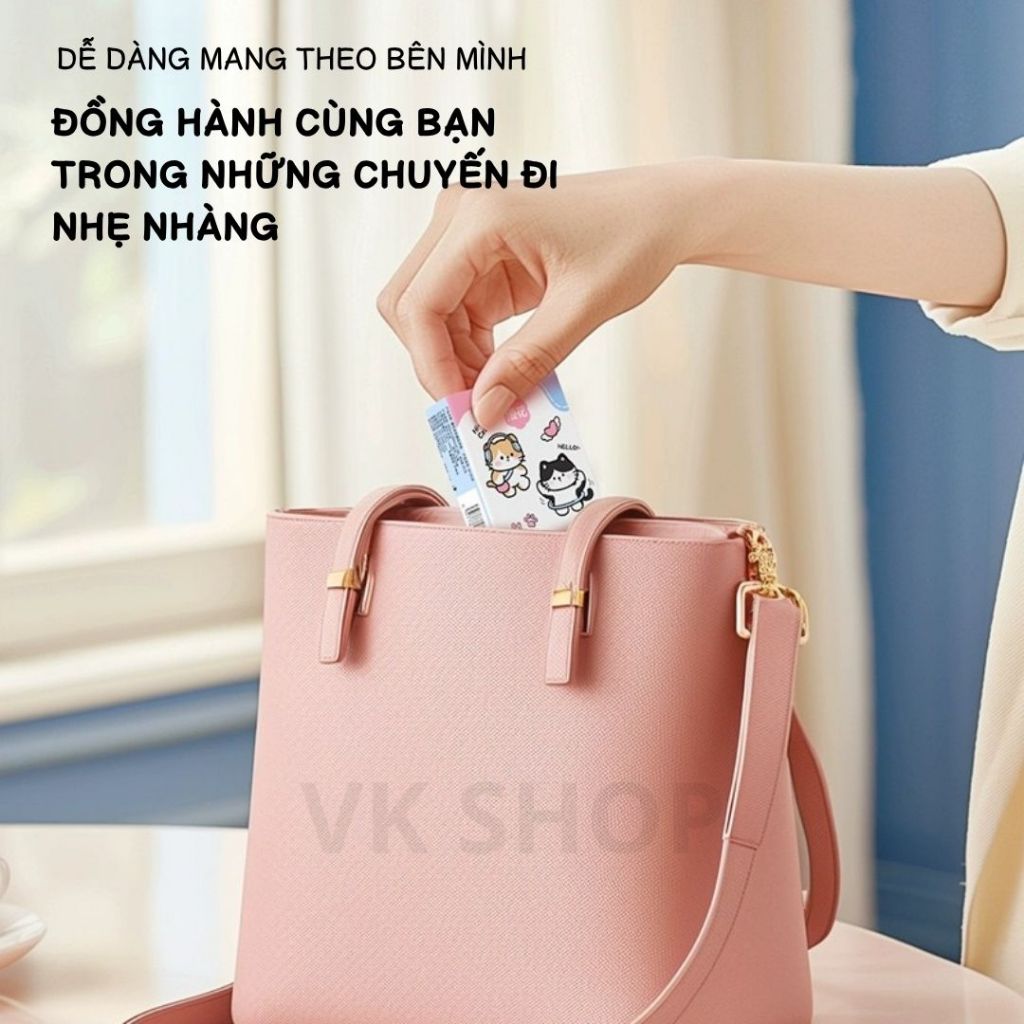Set 10 Bịch Khăn Giấy Mini Bỏ Túi Cao Cấp – Khăn Giấy Tiện Lợi, Nhỏ Gọn, Sạch Khuẩn, Dùng Du Lịch, Công Tác, Học Sinh, V