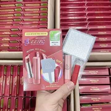 SET SON 3 MÓN: Son dưỡng glazy lip màu Rose Glaze; Gương mini cầm tay 3CE; Son mini màu Daffodil