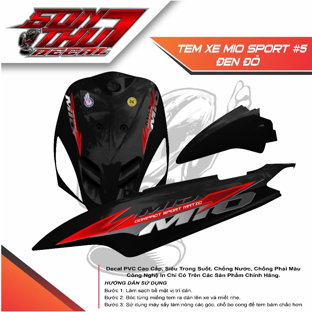 Tem xe Mio Sport #5 (CHẤT LƯỢNG CAO - SẮC NÉT - KHÔNG PHAI MÀU)