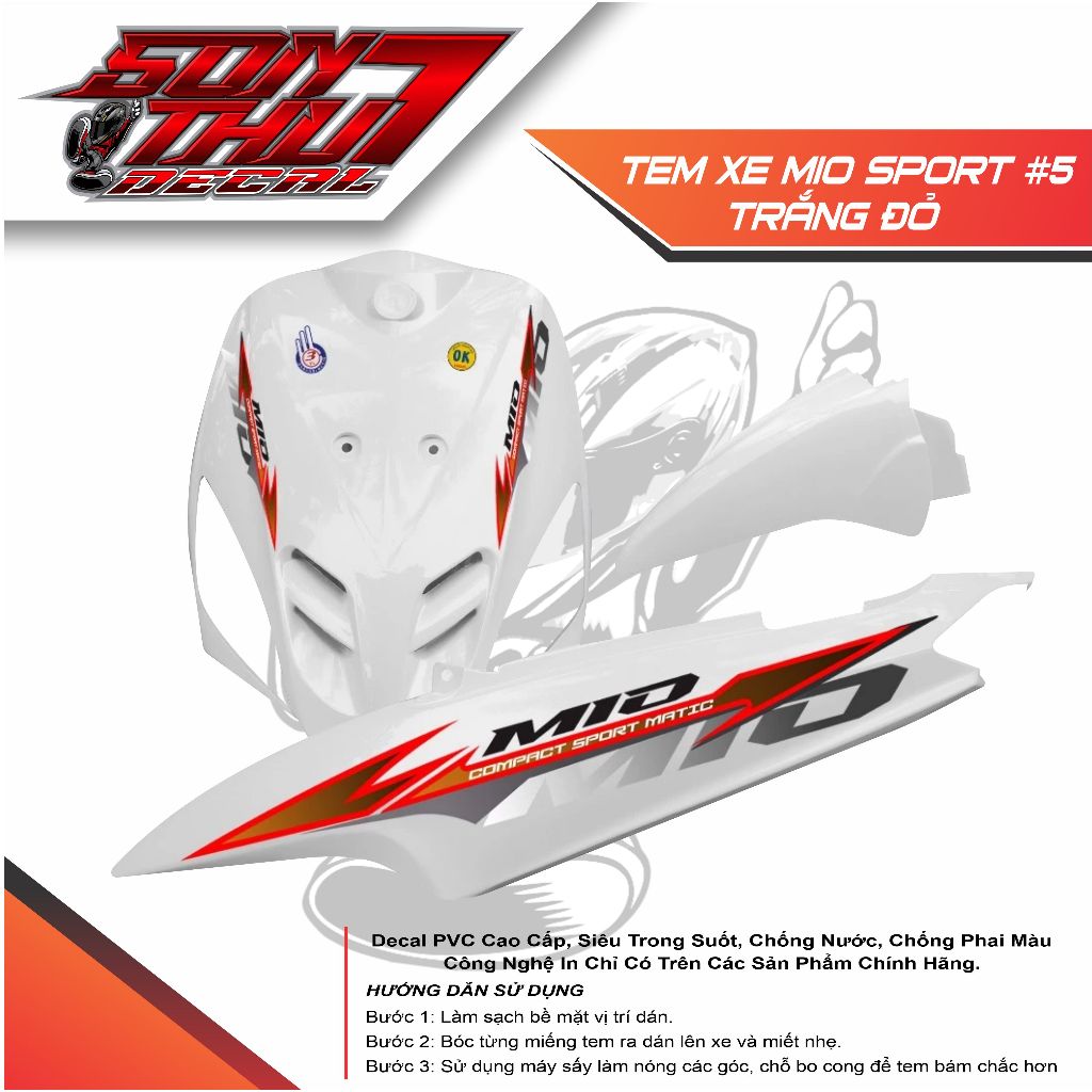 Tem xe Mio Sport #5 (CHẤT LƯỢNG CAO - SẮC NÉT - KHÔNG PHAI MÀU)
