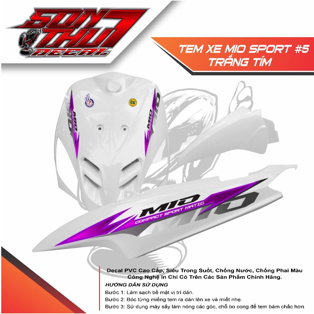 Tem xe Mio Sport #5 (CHẤT LƯỢNG CAO - SẮC NÉT - KHÔNG PHAI MÀU)