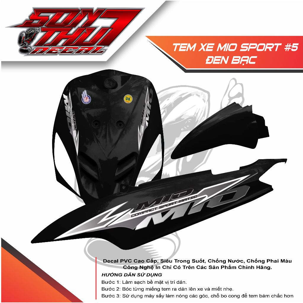 Tem xe Mio Sport #5 (CHẤT LƯỢNG CAO - SẮC NÉT - KHÔNG PHAI MÀU)
