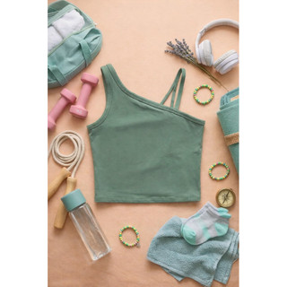 Áo tập lệch vai cho bé gái dáng croptop thể thao co giãn , thoáng mát, thời trang nặng động hàng xuất dư cao cấp