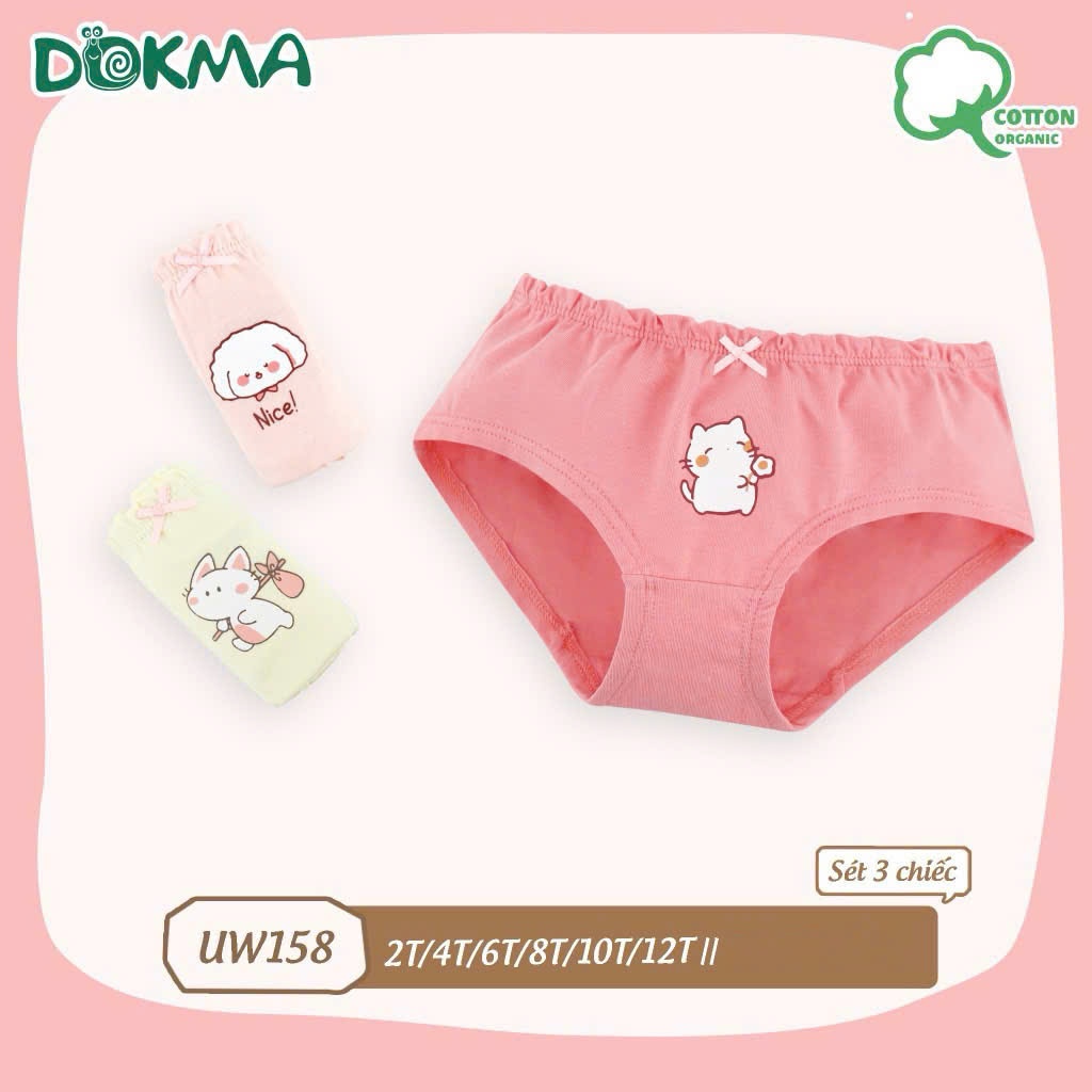 (8-24kg) Set 3 Chiếc Quần Chip Tam Giác Bé Gái Dokma UW158