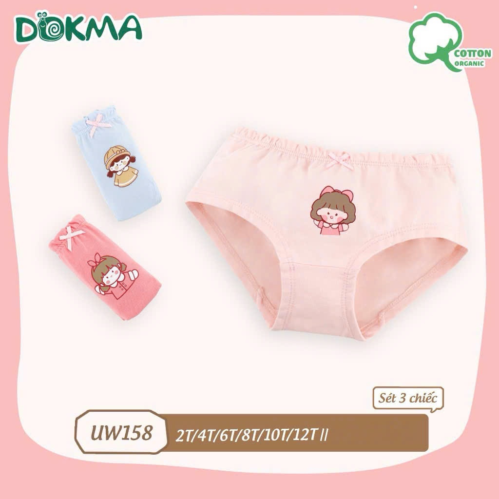 (8-24kg) Set 3 Chiếc Quần Chip Tam Giác Bé Gái Dokma UW158