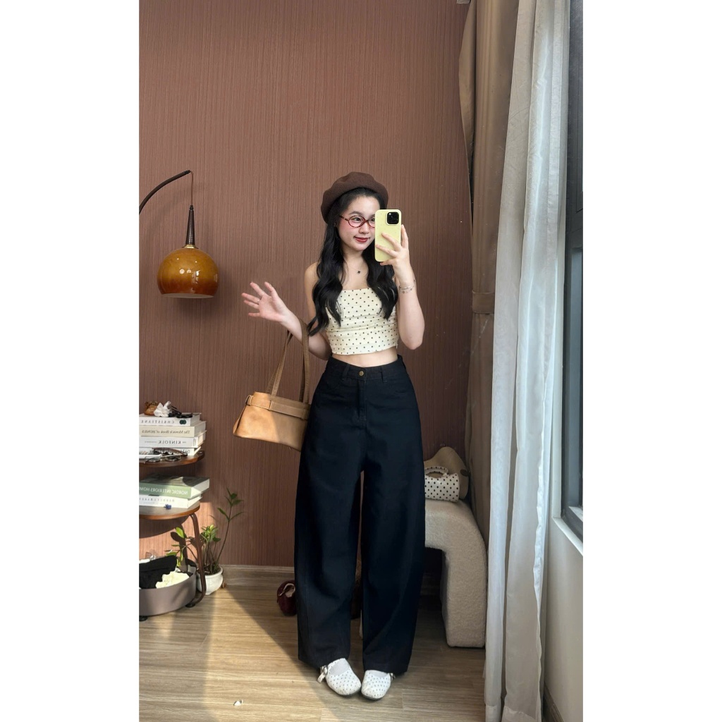 Quần jean nữ ống cong form rộng dáng unisex hot 2026 quần jean đi học đi làm Joolate 930