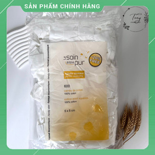 Bông tẩy trang Tetra Soin Pur của Pháp 100% cotton gói 600 miếng