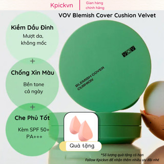 Phấn Nước Cushion VOV Blemish Cover Velvet Kiềm Dầu Phủ Khuyết Điểm Lâu Trôi Lành Tính (Kpickvn)
