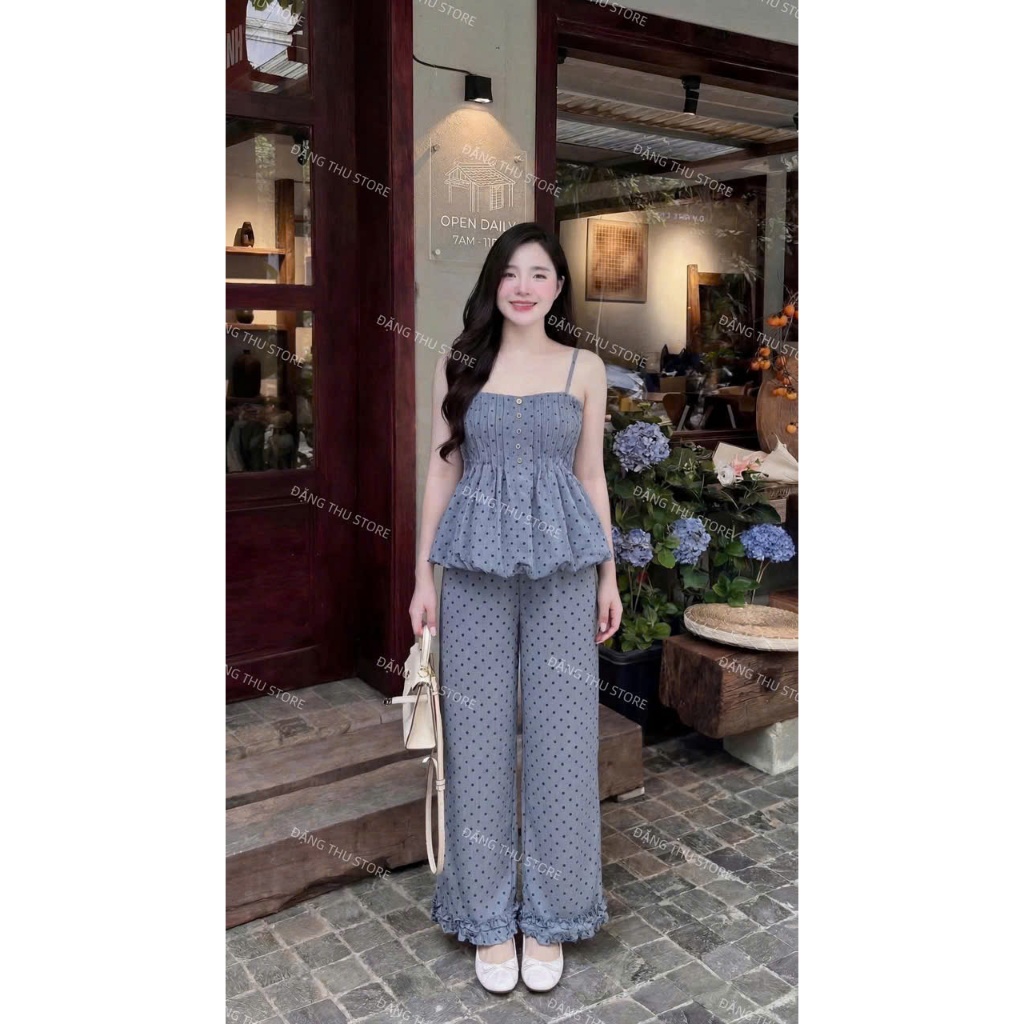 SET BỘ QUẦN SUÔNG ÁO 2 DÂY BÍ CHẤM BI