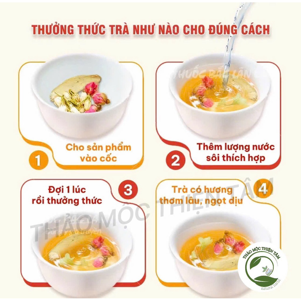 Trà Bổ Khí Huyết, Kiện Tỳ, Khử Ẩm Mua 30 Gói Tặng 3 Gói Và Tặng Thêm 1 Gói Trà Bất Kỳ - Thảo Mộc Thiện Tâm